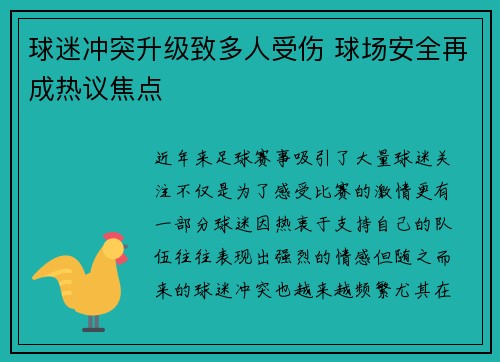 球迷冲突升级致多人受伤 球场安全再成热议焦点