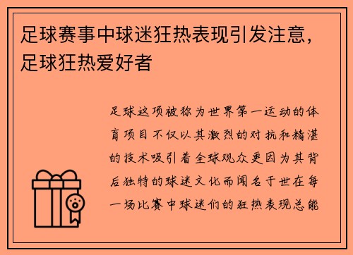 足球赛事中球迷狂热表现引发注意，足球狂热爱好者
